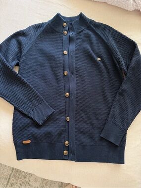 Men's Navy Button-Up Knit Sweater Cardigan
